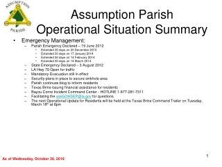 Assumption Parish Operational Situation Summary