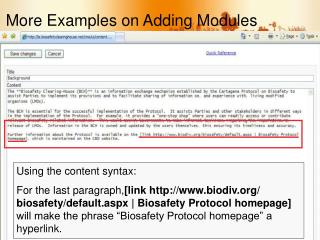 More Examples on Adding Modules