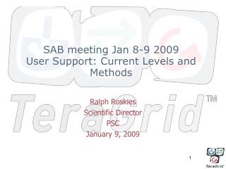 SAB meeting Jan 8-9 2009 User Support: Current Levels and Methods