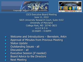 Welcome and Introductions – Bernstein, Arkin Approval of Minutes from Previous Meeting