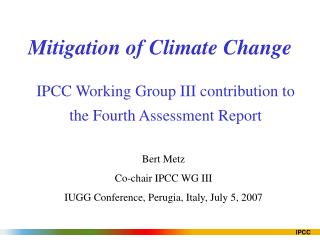 Mitigation of Climate Change