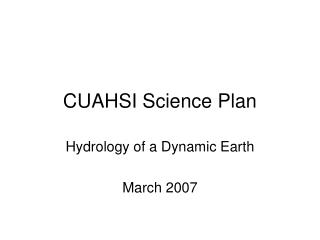 CUAHSI Science Plan