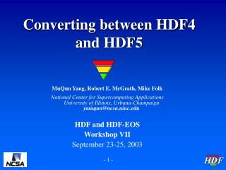 Converting between HDF4 and HDF5