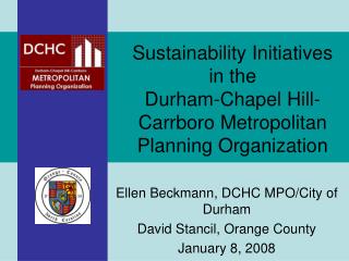 Sustainability Initiatives in the Durham-Chapel Hill-Carrboro Metropolitan Planning Organization