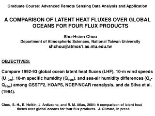 Graduate Course: Advanced Remote Sensing Data Analysis and Application