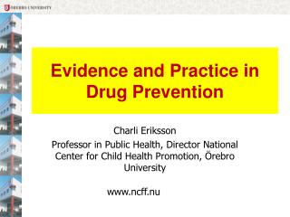 Evidence and Practice in Drug Prevention