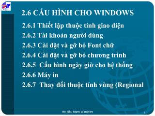 2.6 CẤU HÌNH CHO WINDOWS