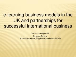 e-learning business models in the UK and partnerships for successful international business