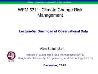 WFM 6311: Climate Change Risk Management