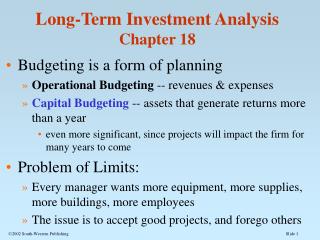 Long-Term Investment Analysis Chapter 18