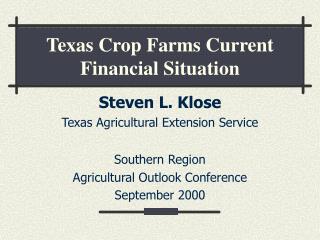 Texas Crop Farms Current Financial Situation