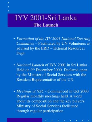 IYV 2001-Sri Lanka The Launch