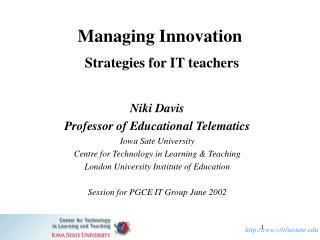 Managing Innovation Strategies for IT teachers
