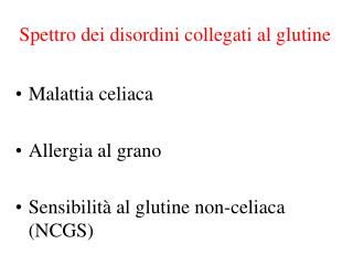 Spettro dei disordini collegati al glutine