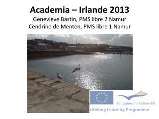 Academia – Irlande 2013 Geneviève Bastin, PMS libre 2 Namur Cendrine de Menten, PMS libre 1 Namur