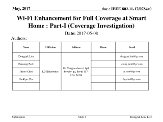 Wi-Fi Enhancement for Full Coverage at Smart Home : Part-I (Coverage Investigation)