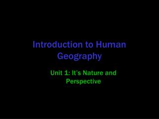 Introduction to Human Geography