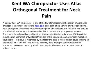 Kent WA Chiropractor Uses Atlas Orthogonal Treatment for Nec