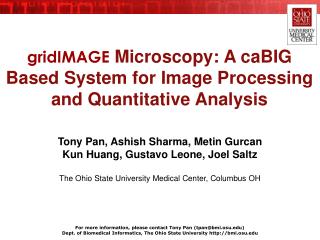 gridIMAGE Microscopy: A caBIG Based System for Image Processing and Quantitative Analysis