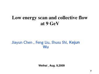 Low energy scan and collective flow at 9 GeV