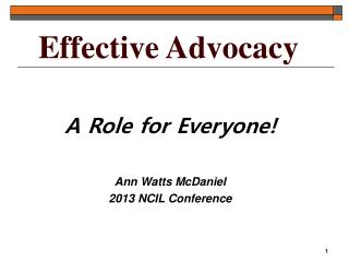 Effective Advocacy