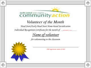 Volunteer of the Month Head Start/Early Head Start Home-based Socialization