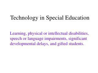 Technology in Special Education