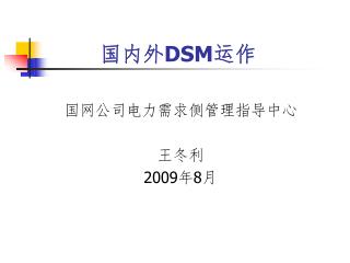 国内外 DSM 运作