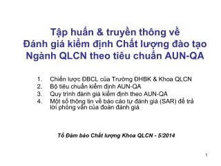 Chiến lược ĐBCL của Trường ĐHBK &amp; Khoa QLCN Bộ tiêu chuẩn kiểm định AUN-QA