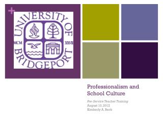 Professionalism and School Culture