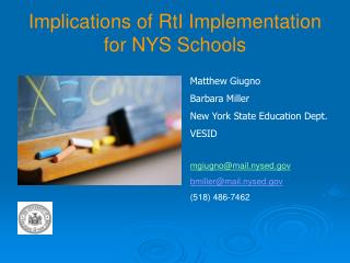 Implications of RtI Implementation for NYS Schools