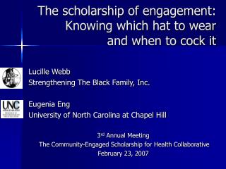 The scholarship of engagement: Knowing which hat to wear and when to cock it