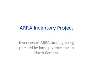 ARRA Inventory Project