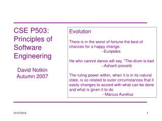 CSE P503: Principles of Software Engineering