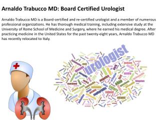 Arnaldo Trabucco MD Board Certified Urologist