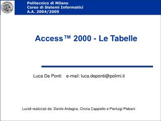 Access™ 2000 - Le Tabelle