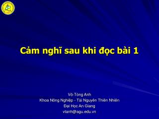 Cảm nghĩ sau khi đọc bài 1