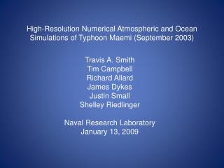 High-Resolution Numerical Atmospheric and Ocean Simulations of Typhoon Maemi (September 2003)