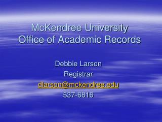 McKendree University Office of Academic Records