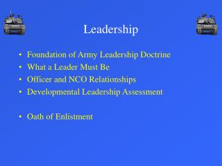 leadership army foundation powerpoint leader ppt presentation developmental relationships doctrine oath nco assessment officer must