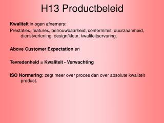 H13 Productbeleid