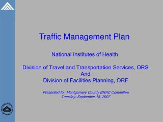 Traffic Management Plan National Institutes of Health