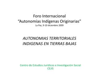 Centro de Estudios Jurídicos e Investigación Social CEJIS