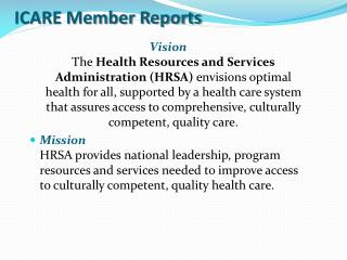 ICARE Member Reports