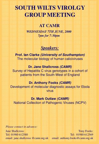 SOUTH WILTS VIROLGY GROUP MEETING