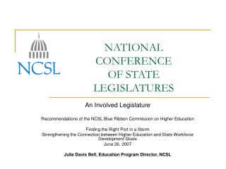 NATIONAL CONFERENCE OF STATE LEGISLATURES