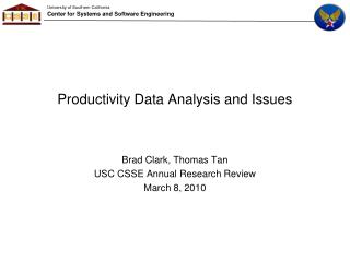 Productivity Data Analysis and Issues
