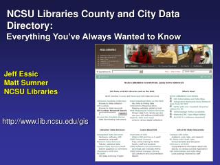 NCSU Libraries County and City Data Directory: Everything You’ve Always Wanted to Know