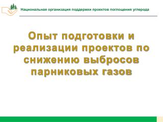 Опыт подготовки и реализации проектов по снижению выбросов парниковых газов