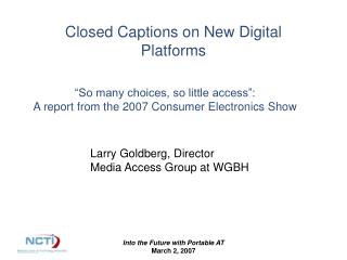 Closed Captions on New Digital Platforms